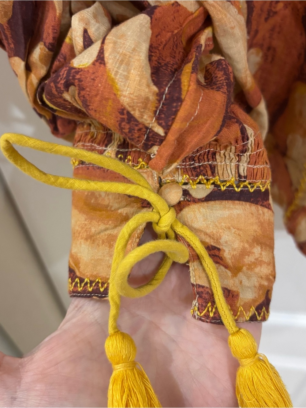 By Anthropologie Tassel Stitched Blouse - Picture 9 of 10